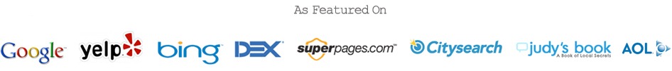 Find our 5-star reviews on Google, Yelp, Bing, Dex, Superpages, Citysearch, Judy's book, and AOL